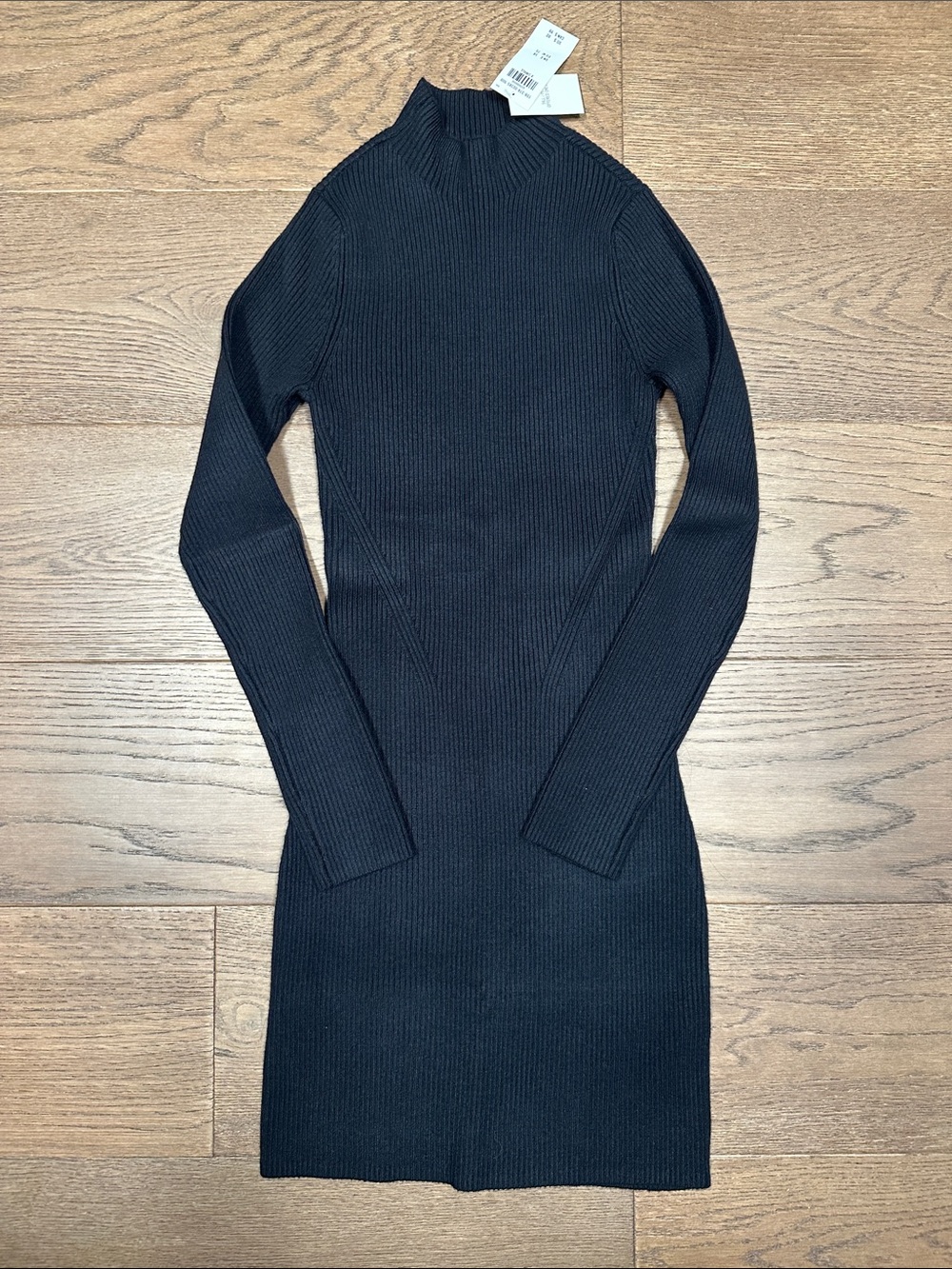 Abercrombie & Fitch Black Ribbed Mock Neck Long Sleeve Sweater Dress